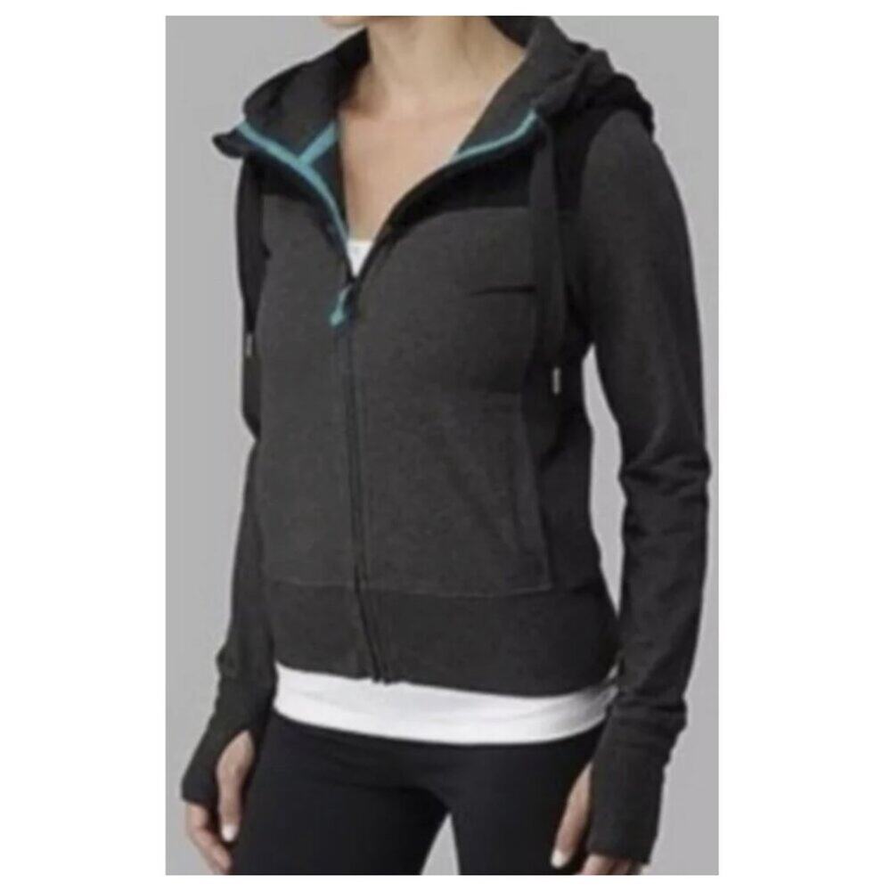 Lululemon Women's Fireside Scuba Hoodie Cable Knit Detail Charcoal Grey Size 8